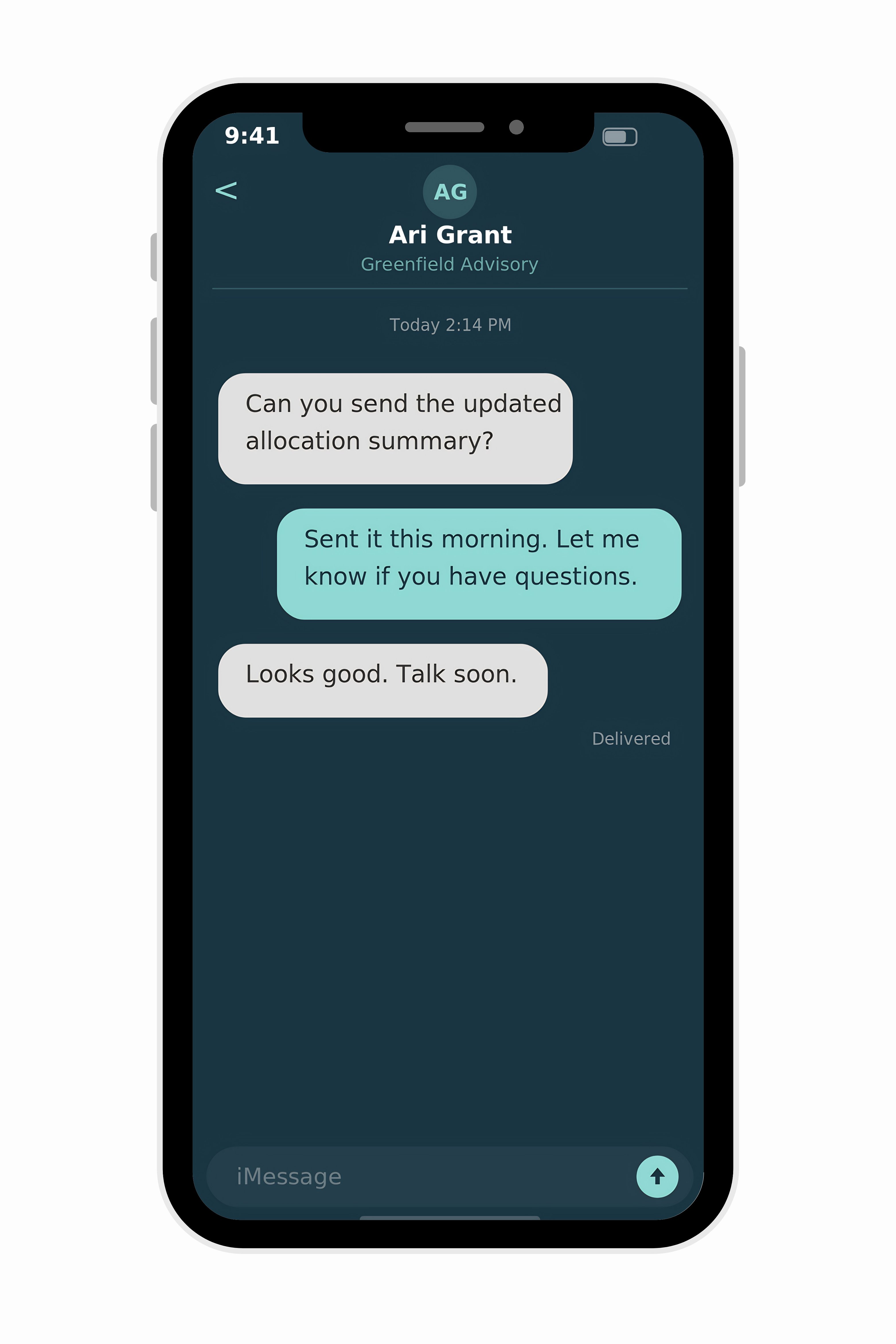 Archive Intel iMessage capture showing Ari Grant conversation captured, AI reviewed, and archived