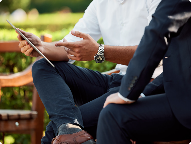 People sitting down talking